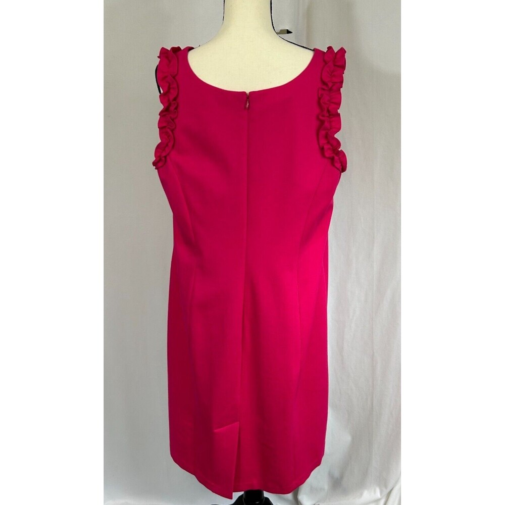 TALBOTS RSVP Hot Pink Sheath Pencil Sleeveless Dress w/ Ruffle Sz 14WP petite - Picture 3 of 10